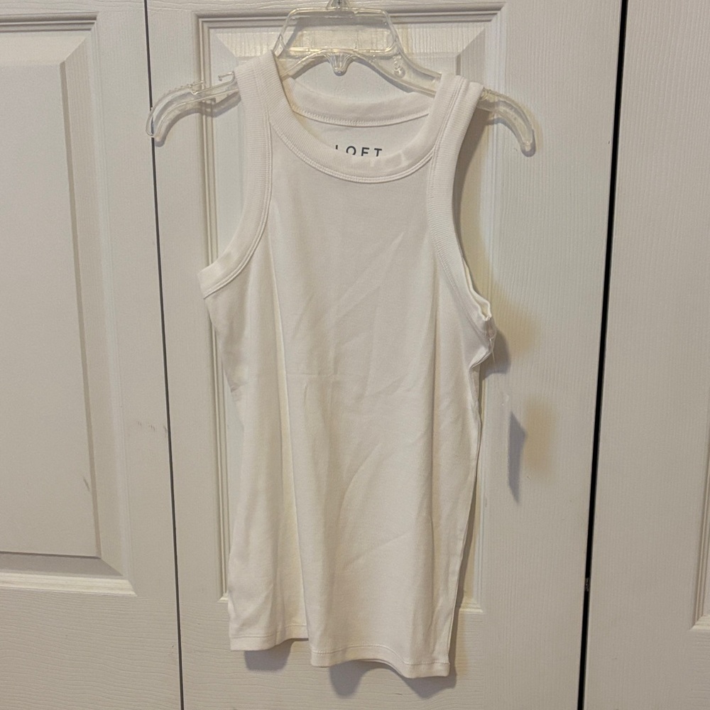 LOFT White Sleeveless Ribbed Tank